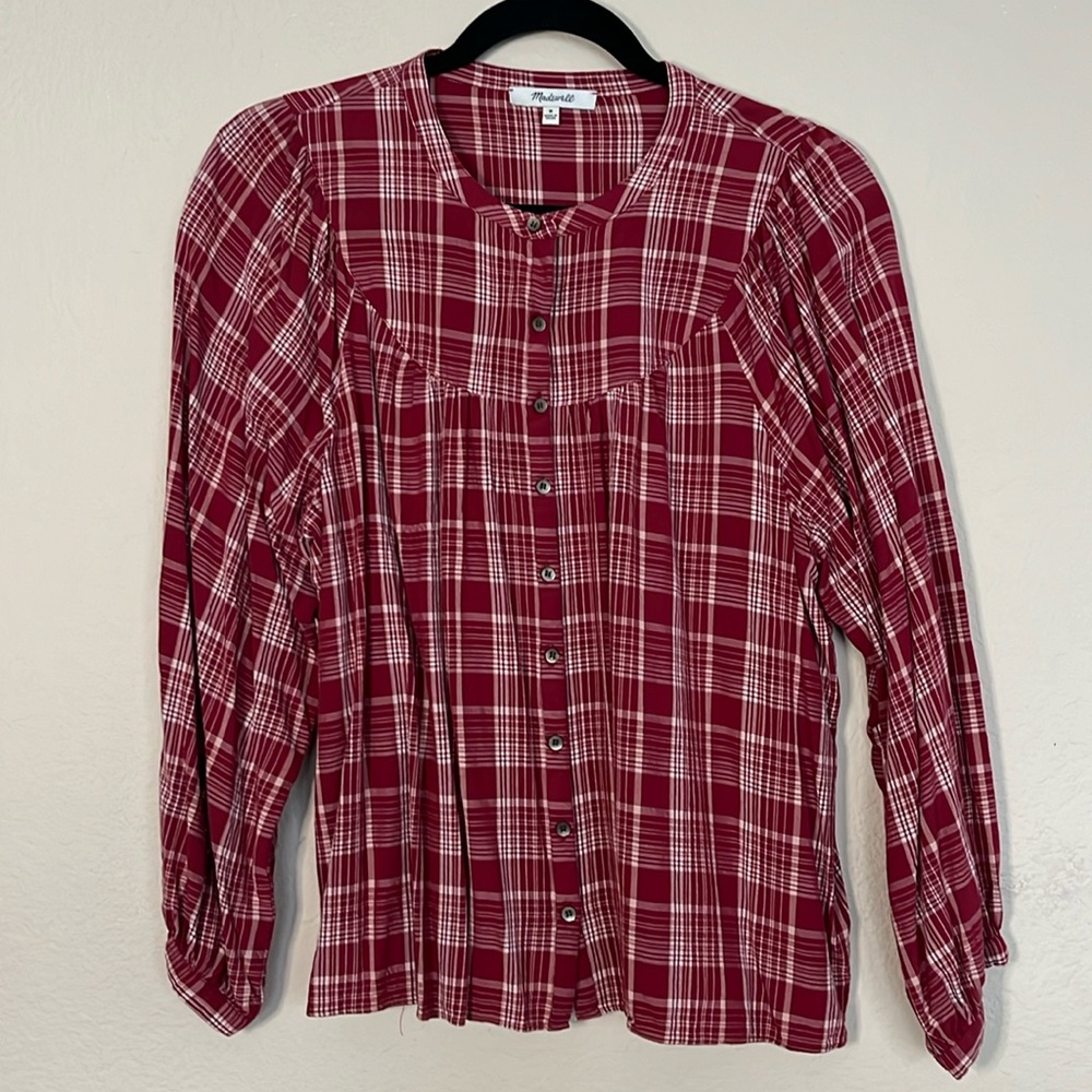 Madewell plaid peasant top